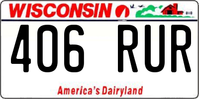 WI license plate 406RUR