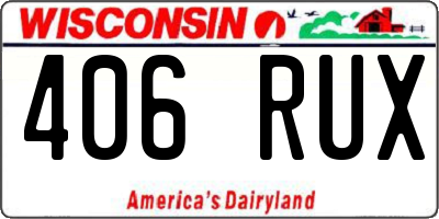 WI license plate 406RUX