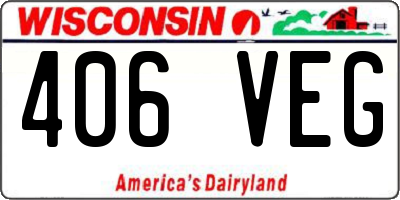 WI license plate 406VEG