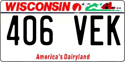 WI license plate 406VEK
