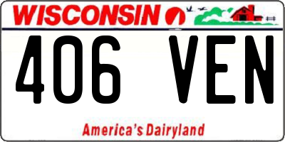 WI license plate 406VEN