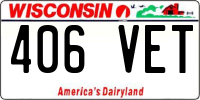 WI license plate 406VET