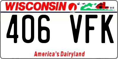 WI license plate 406VFK