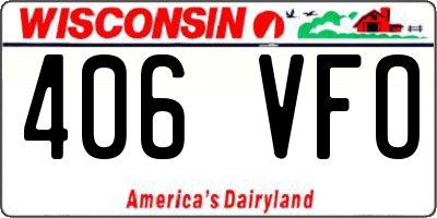 WI license plate 406VFO