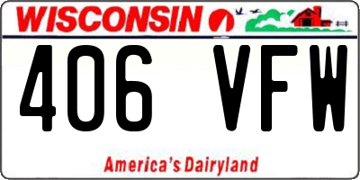 WI license plate 406VFW