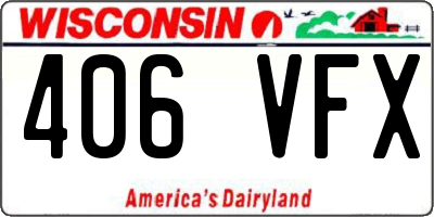 WI license plate 406VFX