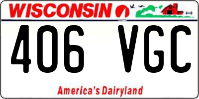WI license plate 406VGC