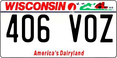 WI license plate 406VOZ