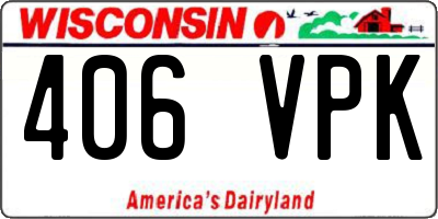WI license plate 406VPK