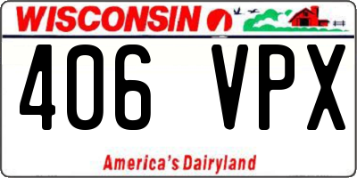 WI license plate 406VPX