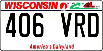 WI license plate 406VRD