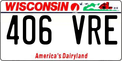 WI license plate 406VRE