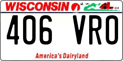 WI license plate 406VRO