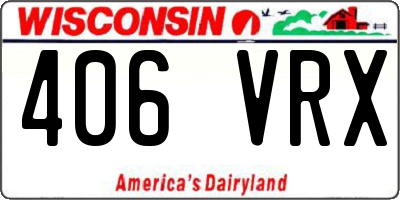 WI license plate 406VRX