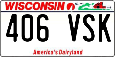 WI license plate 406VSK