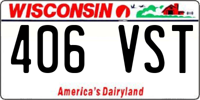 WI license plate 406VST