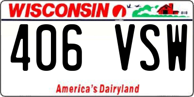 WI license plate 406VSW