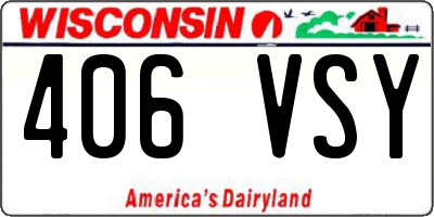 WI license plate 406VSY