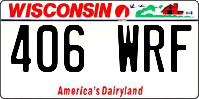 WI license plate 406WRF