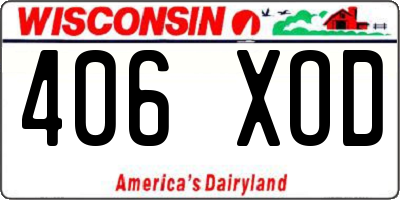 WI license plate 406XOD