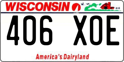 WI license plate 406XOE