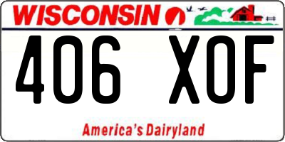 WI license plate 406XOF