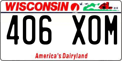 WI license plate 406XOM