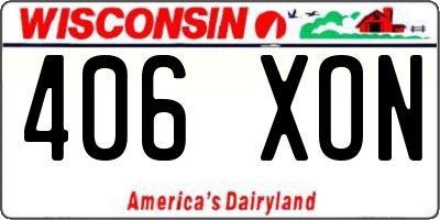 WI license plate 406XON