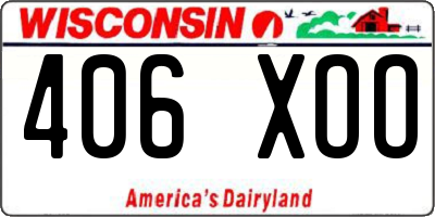 WI license plate 406XOO