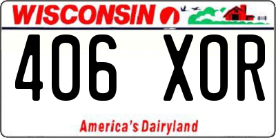 WI license plate 406XOR