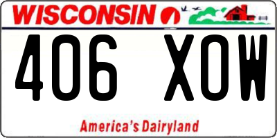 WI license plate 406XOW