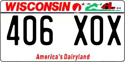 WI license plate 406XOX