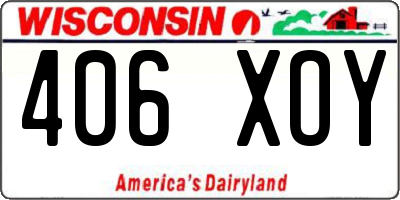 WI license plate 406XOY