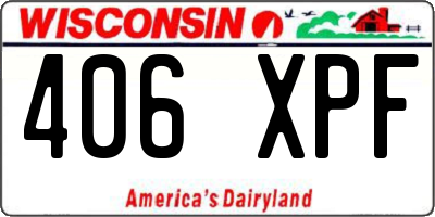 WI license plate 406XPF