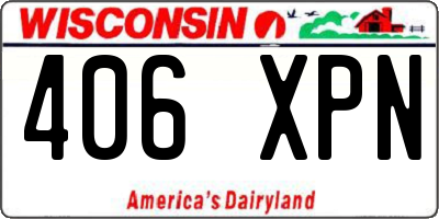 WI license plate 406XPN