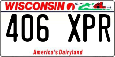 WI license plate 406XPR