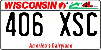 WI license plate 406XSC
