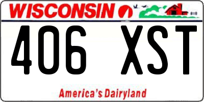 WI license plate 406XST