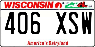 WI license plate 406XSW