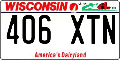 WI license plate 406XTN