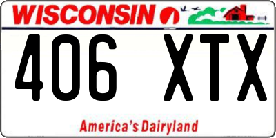 WI license plate 406XTX