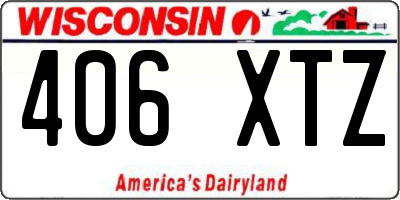 WI license plate 406XTZ