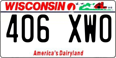 WI license plate 406XWO