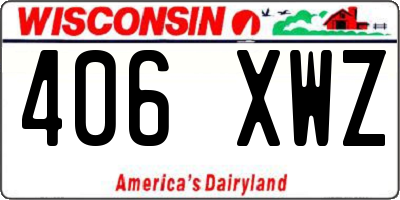 WI license plate 406XWZ
