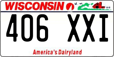 WI license plate 406XXI