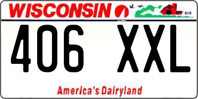 WI license plate 406XXL