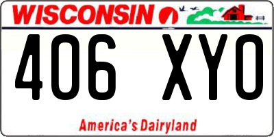 WI license plate 406XYO