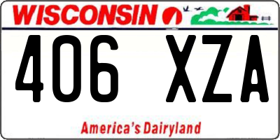 WI license plate 406XZA