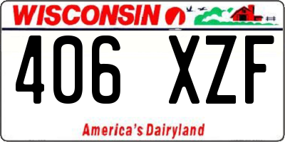WI license plate 406XZF