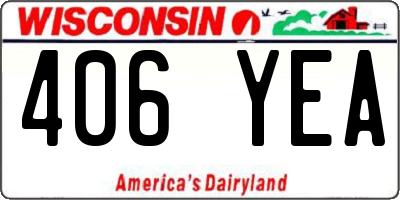 WI license plate 406YEA